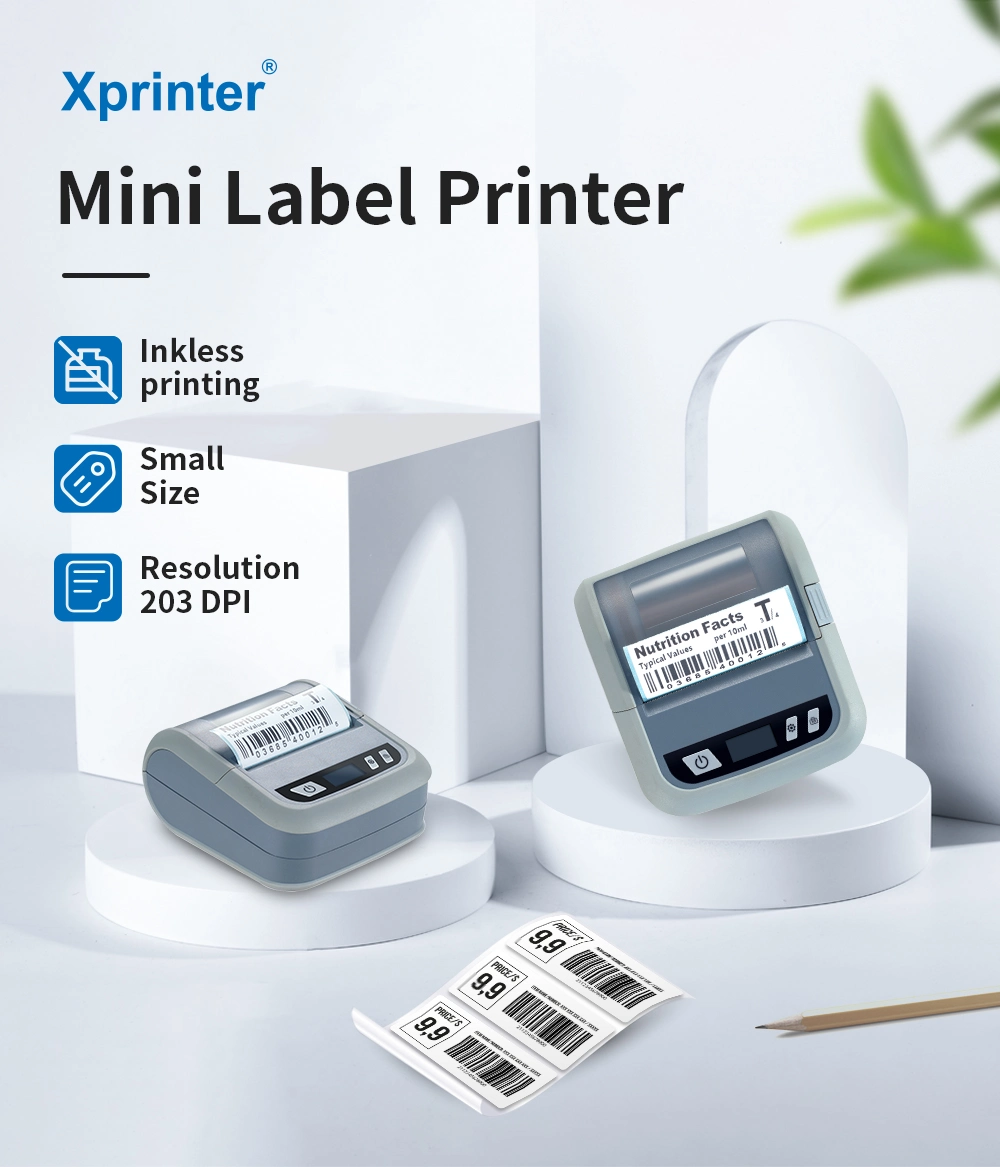 Xprinter XP-P323B USB+Bluetooth Stardard Version Mini Label Printer 80mm Portable Printer