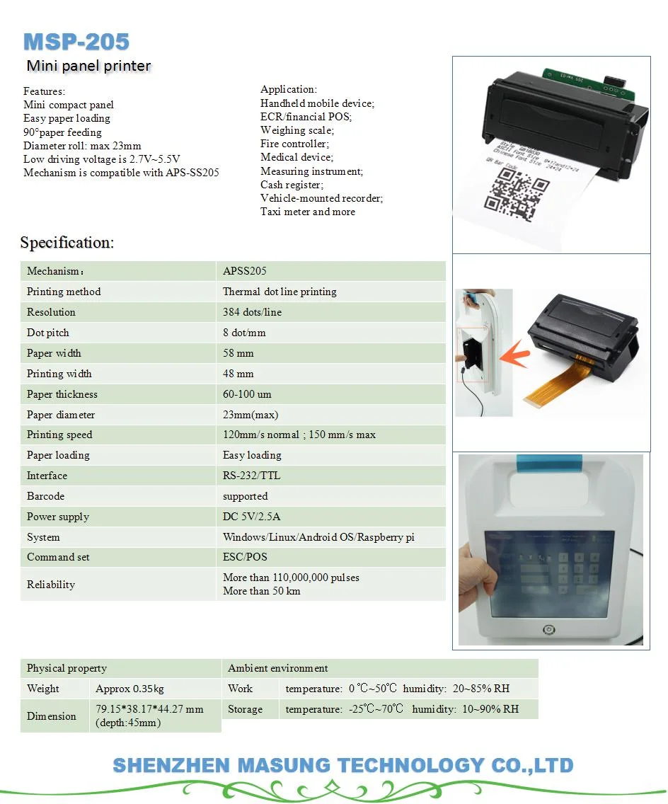 58mm Cheaper Embedded Printer Module Mini Panel Printer for Weighing Scale