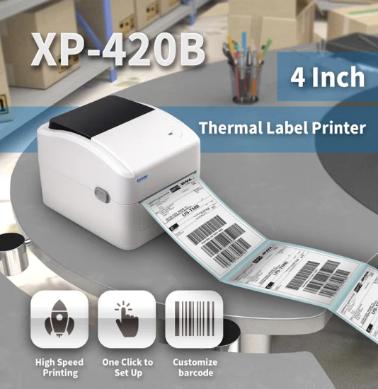 Xprinter 배송 라벨 프린터 XP-420B 바코드 4X6 스티커 열전사 프린터(블루투스 포함)