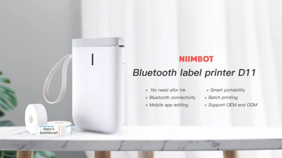 Niimbot 바코드 휴대용 미니 스마트 열전사 라벨 프린터(Bluetooth 연결 포함)